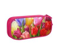BNVSADC Colorful Flower Printed Pencil Case Large Pen Bag Cute Pencil Box Pouch Office School Stationery Organizer for Girls Boys, Pink