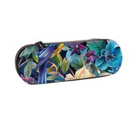 BNVSADC Colorful Flowers Bird Printed Leather Pencil Pen Case & Makeup Bag - Stylish Hard Shell Pencil Bag Stationery Organizer Pouch for School Office Travel