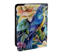 BNVSADC Colorful Flowers Bird Printed Passport Holder Travel PU Leather Passport Cover Case Organiser for Men Women, 6.5 inch