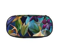 BNVSADC Colorful Flowers Bird Printed Pencil Case Cute Pencil Bag Pen Pouch Large Stationery Organizer Makeup Bag for Teen Boys Girls School Students Office