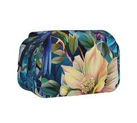 BNVSADC Colorful Flowers Bird Printed Print Flip Top Double Layer Pencil Case - Large Capacity School Supplies Organizer for Students, Kids, Teens, Artists, Travel & Office Use
