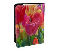 BNVSADC Colorful Flowers Printed Passport Holder Travel PU Leather Passport Cover Case Organiser for Men Women, 6.5 inch