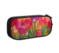 BNVSADC Colorful Flowers Printed Pencil Case Large Pen Bag Cute Pencil Box Pouch Office School Stationery Organizer for Girls Boys, Black