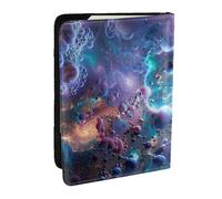 BNVSADC Colorful Graphics Universe Space Printed Passport Holder Travel PU Leather Passport Cover Case Organiser for Men Women, 6.5 inch