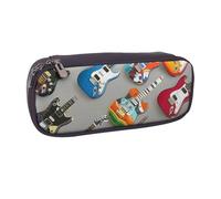 BNVSADC Colorful Guitars 1 Printed Leather Pencil Pen Case & Makeup Bag - Stylish Pencil Bag Stationery Organizer Pouch for School Office Travel