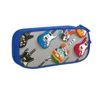 BNVSADC Colorful Guitars 1 Printed Pencil Case Large Pen Bag Cute Pencil Box Pouch Office School Stationery Organizer for Girls Boys, Blue