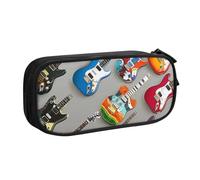 BNVSADC Colorful Guitars 1 Printed Pencil Case Large Pen Bag Cute Pencil Box Pouch Office School Stationery Organizer for Girls Boys, Black