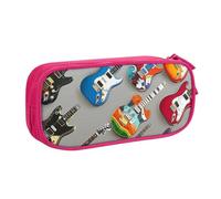 BNVSADC Colorful Guitars 1 Printed Pencil Case Large Pen Bag Cute Pencil Box Pouch Office School Stationery Organizer for Girls Boys, Pink