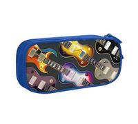 BNVSADC Colorful Guitars Printed Pencil Case Large Pen Bag Cute Pencil Box Pouch Office School Stationery Organizer for Girls Boys, Blue
