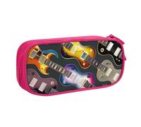 BNVSADC Colorful Guitars Printed Pencil Case Large Pen Bag Cute Pencil Box Pouch Office School Stationery Organizer for Girls Boys, Pink
