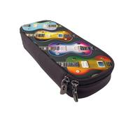 BNVSADC Colorful Guitars Printed PU Leather Flip Pencil Case, Cute Pencil Box Pen Bag Stationery Organizer Makeup Bag for School Office Travel