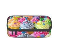 BNVSADC Colorful Happy Birthday Cupcakes Printed Pencil Case Cute Pencil Box Bag Pen Pouch Office School Stationery Organizer for School Travel Work