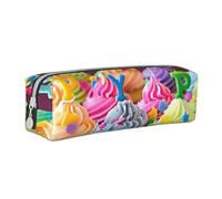 BNVSADC Colorful Happy Birthday Cupcakes Printed Pencil Case Leather Pencil Pouch Cute Stationery Pencil Pen Bag with Zipper for School Office Travel