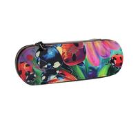 BNVSADC Colorful Ladybird Printed Leather Pencil Pen Case & Makeup Bag - Stylish Hard Shell Pencil Bag Stationery Organizer Pouch for School Office Travel