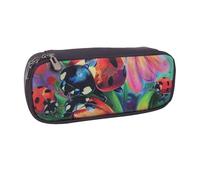 BNVSADC Colorful Ladybird Printed Leather Pencil Pen Case & Makeup Bag - Stylish Pencil Bag Stationery Organizer Pouch for School Office Travel