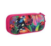 BNVSADC Colorful Ladybird Printed Pencil Case Large Pen Bag Cute Pencil Box Pouch Office School Stationery Organizer for Girls Boys, Pink