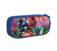 BNVSADC Colorful Ladybird Printed Pencil Case Large Pen Bag Cute Pencil Box Pouch Office School Stationery Organizer for Girls Boys, Blue