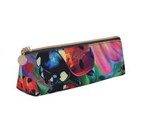 BNVSADC Colorful Ladybird Printed Triangle Pencil Case Leather Pencil Pouch Cute Stationery Pencil Pen Bag for School Office Travel