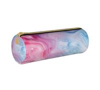 BNVSADC Colorful Marble Pastel Pink Blue Purple Printed Round Pencil Case Leather Pencil Pouch Cute Stationery Pencil Pen Bag for School Office Travel