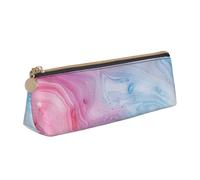 BNVSADC Colorful Marble Pastel Pink Blue Purple Printed Triangle Pencil Case Leather Pencil Pouch Cute Stationery Pencil Pen Bag for School Office Travel