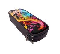 BNVSADC Colorful Music Notes Printed PU Leather Flip Pencil Case, Cute Pencil Box Pen Bag Stationery Organizer Makeup Bag for School Office Travel