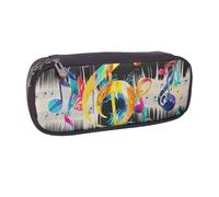 BNVSADC Colorful Musical Note Printed Leather Pencil Pen Case & Makeup Bag - Stylish Pencil Bag Stationery Organizer Pouch for School Office Travel