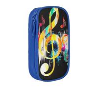 BNVSADC Colorful Musical Note Printed Pencil Case for Girls Boys, Large Capacity Pencil Pouch Cute Pencil Box Adult Makeup Bag with 2 Compartments, Blue