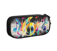 BNVSADC Colorful Musical Note Printed Pencil Case Large Pen Bag Cute Pencil Box Pouch Office School Stationery Organizer for Girls Boys, Black
