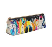 BNVSADC Colorful Musical Note Printed Triangle Pencil Case Leather Pencil Pouch Cute Stationery Pencil Pen Bag for School Office Travel
