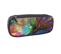 BNVSADC Colorful Rainbow Butterfly Printed Leather Pencil Pen Case & Makeup Bag - Stylish Pencil Bag Stationery Organizer Pouch for School Office Travel