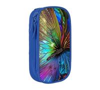 BNVSADC Colorful Rainbow Butterfly Printed Pencil Case for Girls Boys, Large Capacity Pencil Pouch Cute Pencil Box Adult Makeup Bag with 2 Compartments, Blue