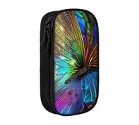 BNVSADC Colorful Rainbow Butterfly Printed Pencil Case for Girls Boys, Large Capacity Pencil Pouch Cute Pencil Box Adult Makeup Bag with 2 Compartments, Black
