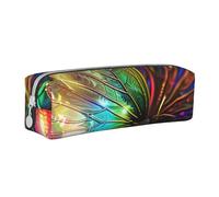 BNVSADC Colorful Rainbow Butterfly Printed Pencil Case Leather Pencil Pouch Cute Stationery Pencil Pen Bag with Zipper for School Office Travel