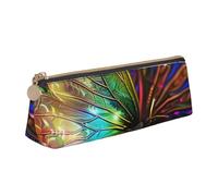 BNVSADC Colorful Rainbow Butterfly Printed Triangle Pencil Case Leather Pencil Pouch Cute Stationery Pencil Pen Bag for School Office Travel