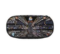 BNVSADC Colorful Rhinestone Butterfly Printed Pencil Case Cute Pencil Bag Pen Pouch Large Stationery Organizer Makeup Bag for Teen Boys Girls School Students Office