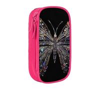 BNVSADC Colorful Rhinestone Butterfly Printed Pencil Case for Girls Boys, Large Capacity Pencil Pouch Cute Pencil Box Adult Makeup Bag with 2 Compartments, Pink
