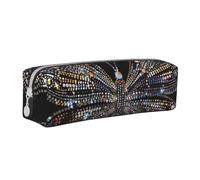 BNVSADC Colorful Rhinestone Butterfly Printed Pencil Case Leather Pencil Pouch Cute Stationery Pencil Pen Bag with Zipper for School Office Travel