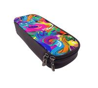 BNVSADC Colorful Spray Pattern Printed PU Leather Flip Pencil Case, Cute Pencil Box Pen Bag Stationery Organizer Makeup Bag for School Office Travel