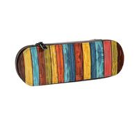 BNVSADC Colorful Stripes Printed Leather Pencil Pen Case & Makeup Bag - Stylish Hard Shell Pencil Bag Stationery Organizer Pouch for School Office Travel