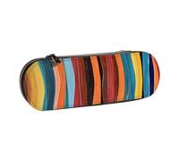 BNVSADC Colorful Stripes Printed Leather Pencil Pen Case & Makeup Bag - Stylish Hard Shell Pencil Bag Stationery Organizer Pouch for School Office Travel