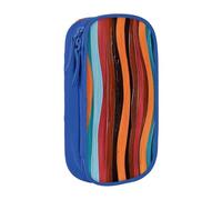 BNVSADC Colorful Stripes Printed Pencil Case for Girls Boys, Large Capacity Pencil Pouch Cute Pencil Box Adult Makeup Bag with 2 Compartments, Blue