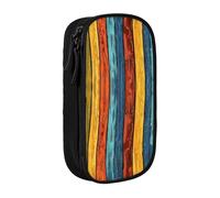 BNVSADC Colorful Stripes Printed Pencil Case for Girls Boys, Large Capacity Pencil Pouch Cute Pencil Box Adult Makeup Bag with 2 Compartments, Black