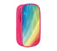 BNVSADC Colorful Stripes Rainbow Printed Pencil Case for Girls Boys, Large Capacity Pencil Pouch Cute Pencil Box Adult Makeup Bag with 2 Compartments, Pink