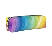 BNVSADC Colorful Stripes Rainbow Printed Pencil Case Leather Pencil Pouch Cute Stationery Pencil Pen Bag with Zipper for School Office Travel