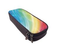 BNVSADC Colorful Stripes Rainbow Printed PU Leather Flip Pencil Case, Cute Pencil Box Pen Bag Stationery Organizer Makeup Bag for School Office Travel