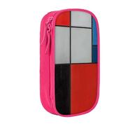 BNVSADC Composition in Red Yellow Blue and Black Printed Pencil Case for Girls Boys, Large Capacity Pencil Pouch Cute Pencil Box Adult Makeup Bag with 2 Compartments, Pink