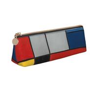 BNVSADC Composition in Red Yellow Blue and Black Printed Triangle Pencil Case Leather Pencil Pouch Cute Stationery Pencil Pen Bag for School Office Travel