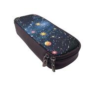 BNVSADC Constellation Star Clusters Galaxies Printed PU Leather Flip Pencil Case, Cute Pencil Box Pen Bag Stationery Organizer Makeup Bag for School Office Travel