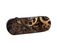 BNVSADC Cool Steampunk Gears Printed Leather Pencil Pen Case & Makeup Bag - Stylish Hard Shell Pencil Bag Stationery Organizer Pouch for School Office Travel