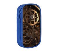 BNVSADC Cool Steampunk Gears Printed Pencil Case for Girls Boys, Large Capacity Pencil Pouch Cute Pencil Box Adult Makeup Bag with 2 Compartments, Blue